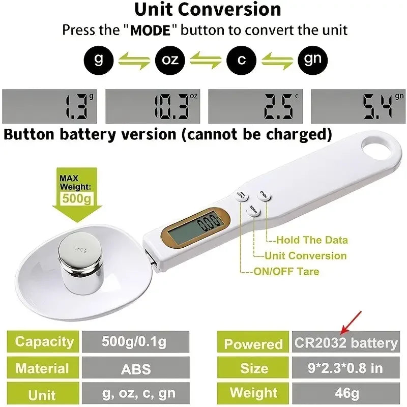 Mini Colher Balança Digital - Food Scale 0.1-500g